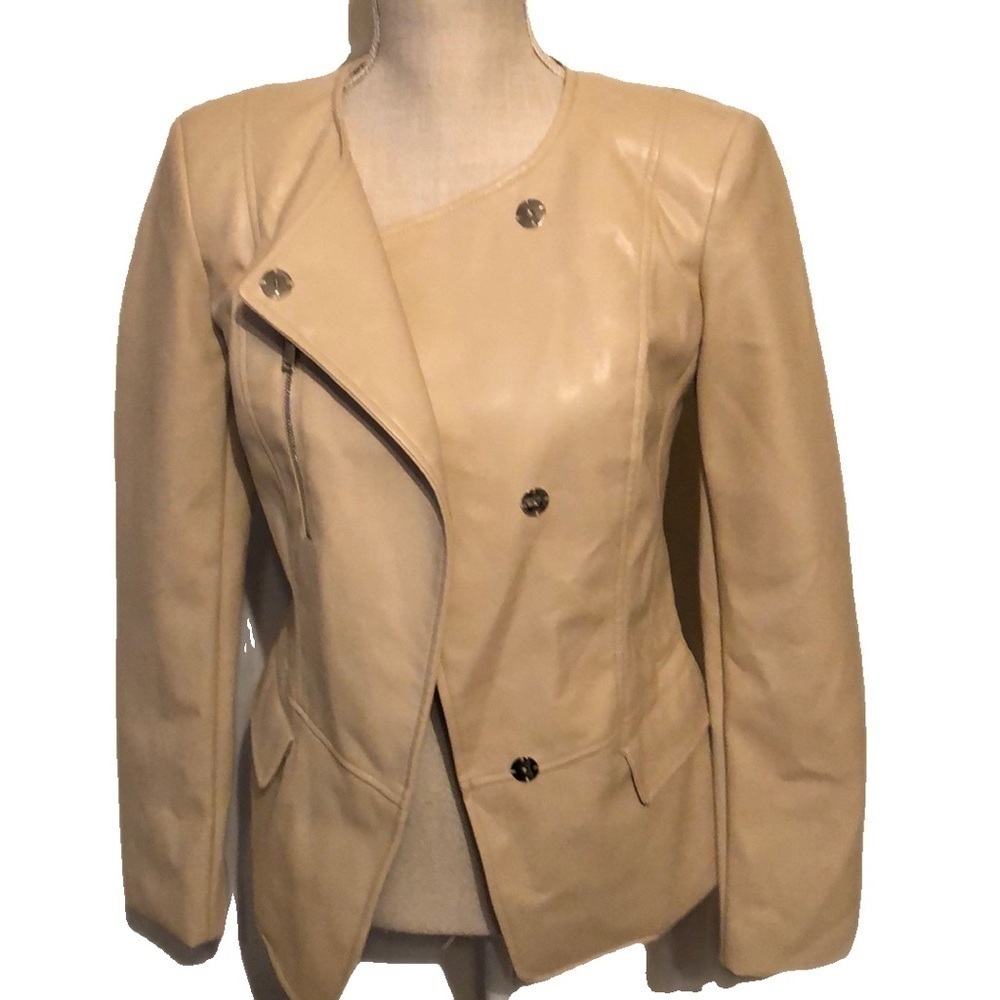 Dnky (nwot)faux leather jacket, light tan, xs - Picture 2 of 11